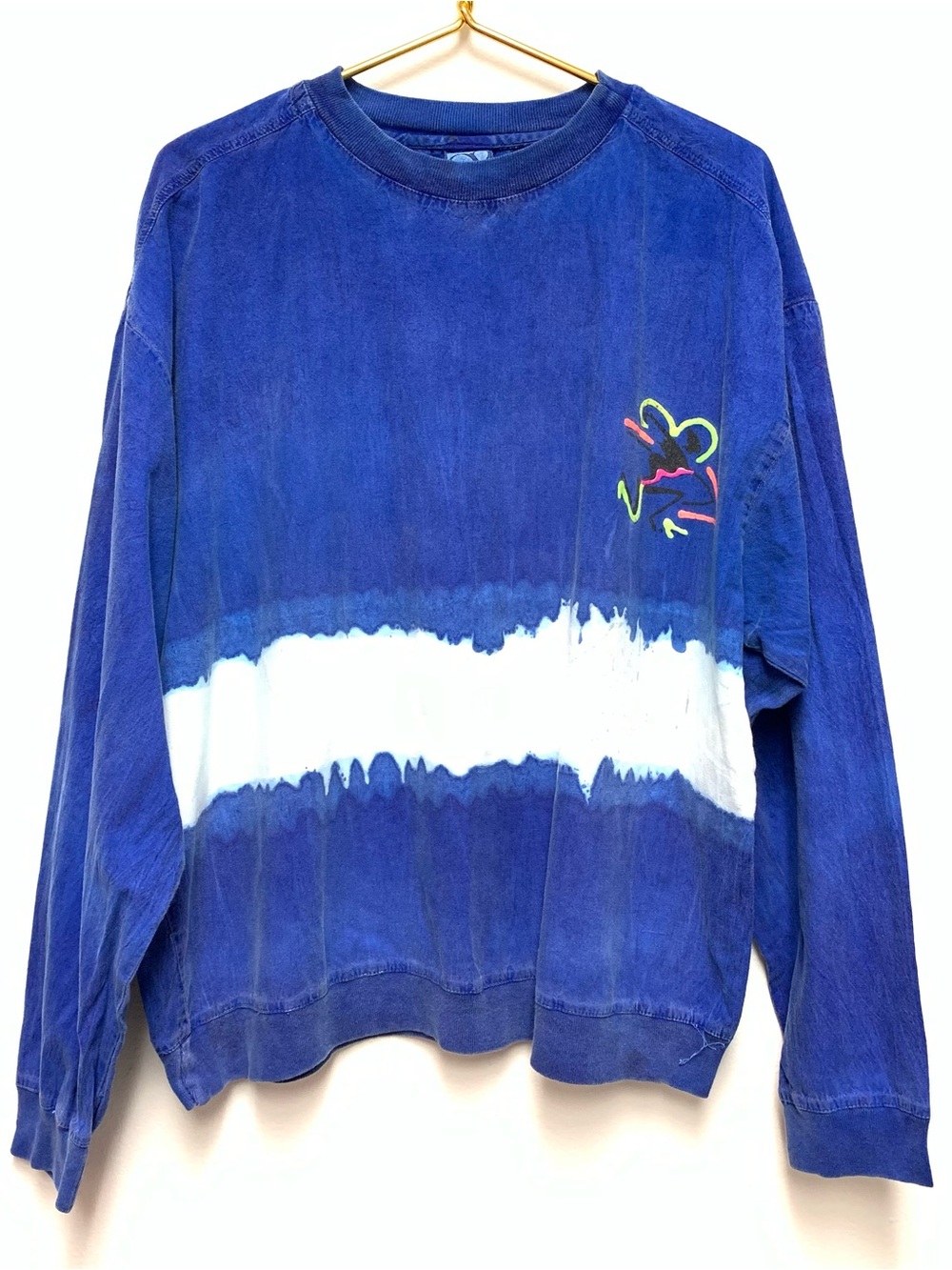 Vintage OP Ocean Pacific Long Sleeve Shirt Size Medium OOAK Tie Dye Puff Paint